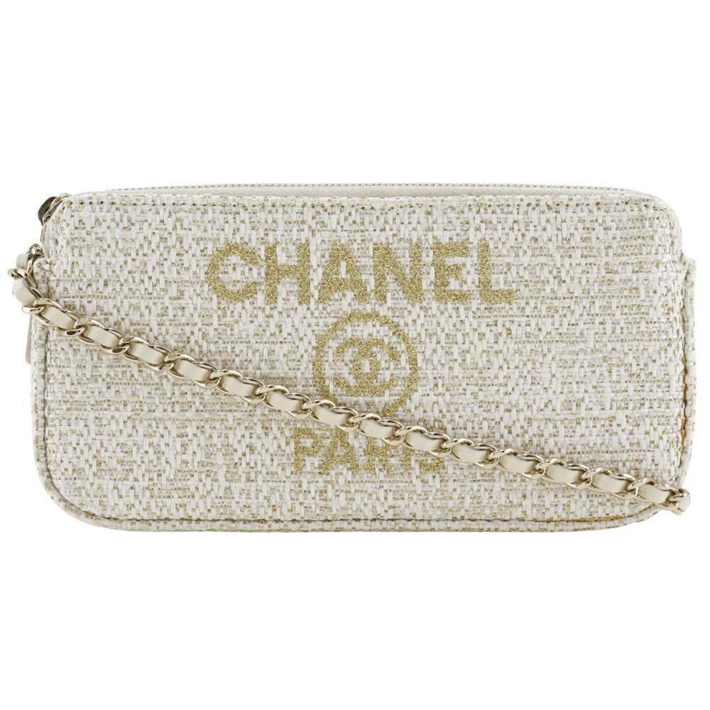 CHANEL White Deauville Shoulder Bag